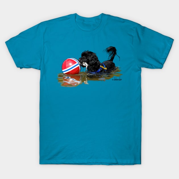 Portuguese Water Dog with Buoy Ball T-Shirt by avondalealley